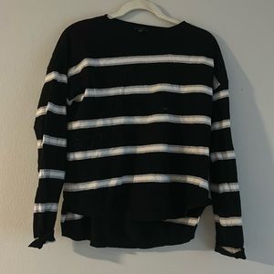 Black, grey, and white sweater